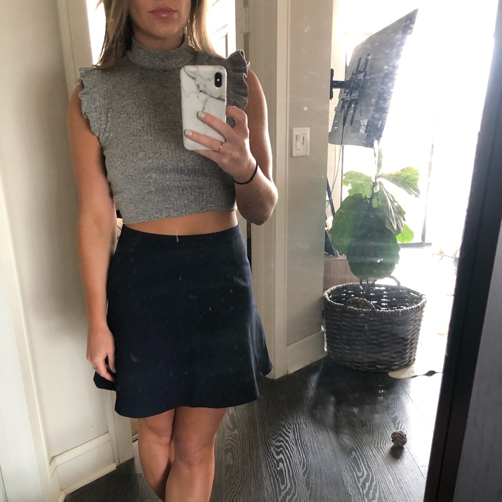 J Crew navy flare work skirt